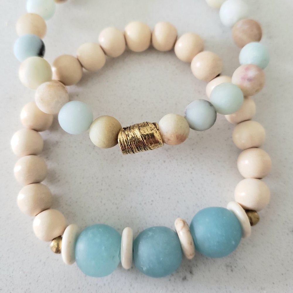 Handmade Beaded Stretch Bracelets (Set of 2)
